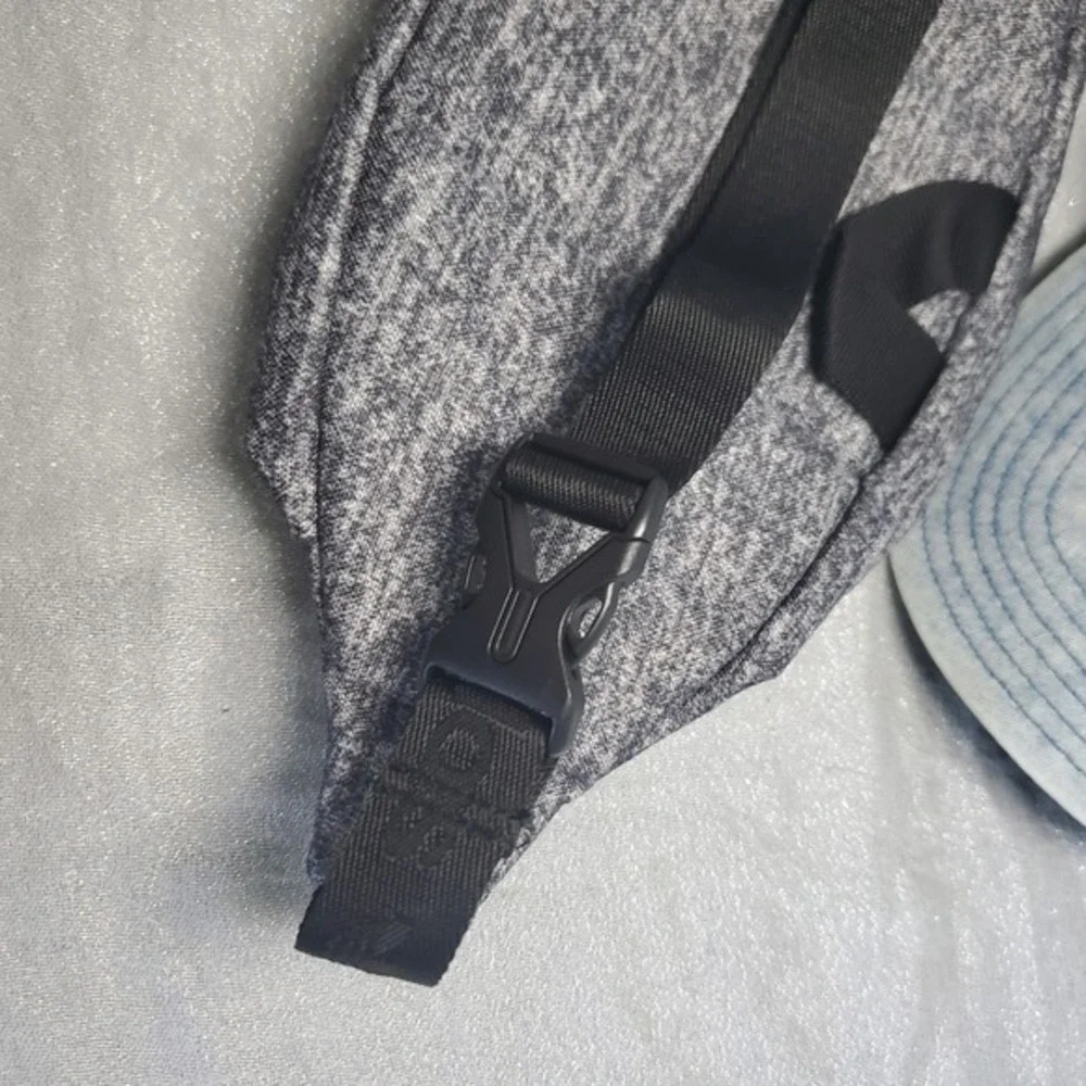 Adidas Fanny Pack Bag Gray Logo Adjustable Strap & Washed Denim Baseball Cap Set